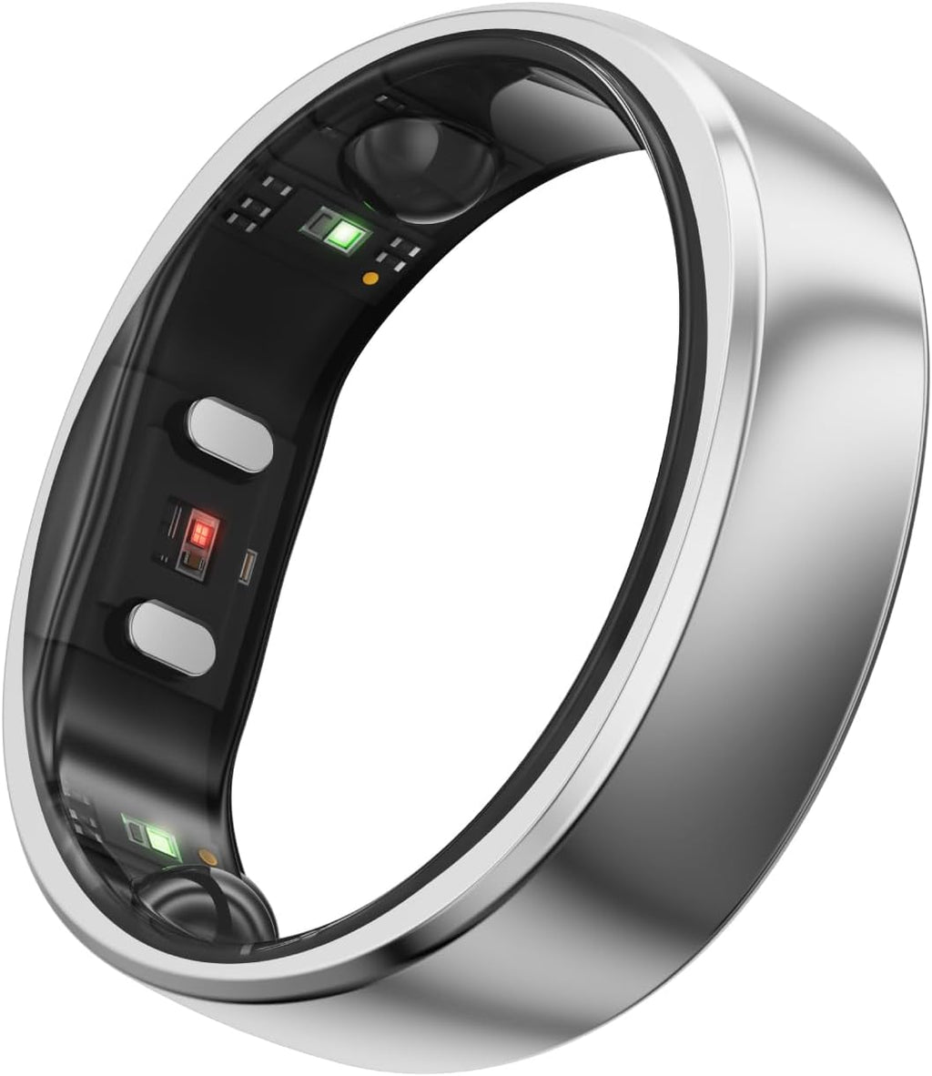 RingConn Gen 2 Smart Ring, No App Subscription, 12-Day Battery Life, Stress/Heart Rate/Women's Health Tracker, Android & iOS Compatible (Silver, Size 14)